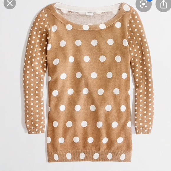 J Crew Linen Polka Dot Sweater 